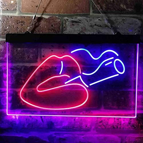 Smoking Lips Bad Bitch Dual LED Neon Light Sign